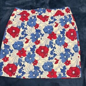 Talbots Red and Blue Mini Pencil Skirt Resort Wear